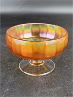 Vtg Carnival Glass Footed Bowl 5¼"w 4¾"t