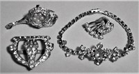 4 Pc Rhinestone Jewelry 2 Pins Bracelet Scarf