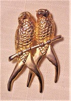 Pair of Parrots on Branch 1940s Coro Pin Brooch