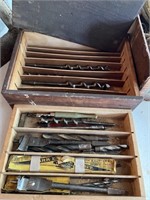 Vintage Wood Box with Drill Bits