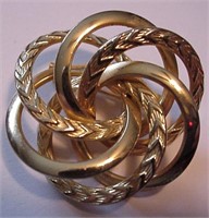 6 Circles in Pin Brooch Gold-Tone