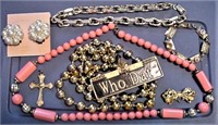 8 Pc Lot Jewelry Necklaces Pins Bracelet