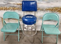 284 - FORD STOOL & 2 FOLDING CHAIRS