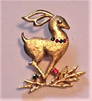 Vtg Beatrix Deer Pin w/Rhinestones