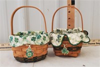 Longaberger baskets, tall handles and fabric liner