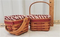 Longaberger baskets, handles and fabric liners