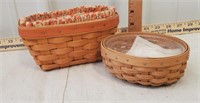 Longaberger baskets, one fabric lined