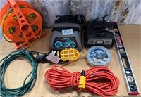 284 - LOT OF EXTENSION CORDS, LEVEL & MORE (A60)
