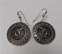 .925 Silver Kokopelli Earrings