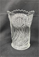 Vintage Sunflower Design Glass Spooner 6 3/8"t