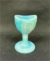 Vintage Glass Eye Cup Blue Opalescent 2.5"