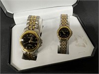 Geneva Goldtone His & Hers Wrist Watch Set in box