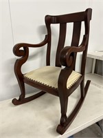 Antique Mahogany Stained Clawfoot Rocking Chair