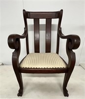 Antique Mahogany Stained Clawfoot 39"t Chair