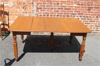 Antique Oak Table on wood castors 29" x 42" x 32"