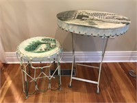 Two painted metal tables