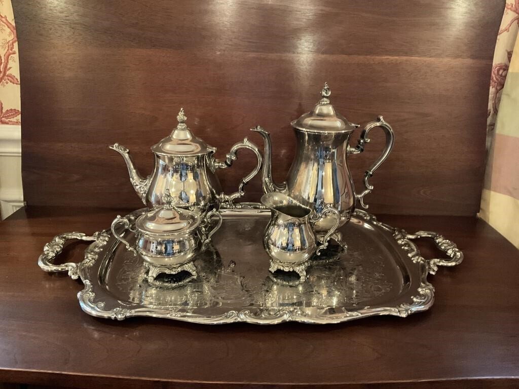 Silver plate, coffee and tea service by Gorham