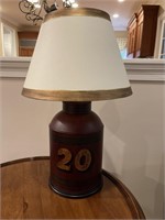 Modern painted tin can table lamp