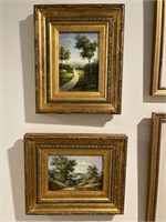 Four modern oil paintings on wooden panel