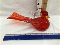 Art Glass Cardinal, 8 1/2”L, 4”T