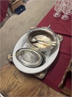 Serving trays some silver plate.