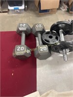 Small weights and 20 lbs dumb bells.
