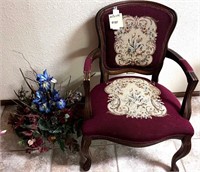 Cranberry Needlepoint Chair