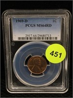 1969-D PCGS MS64RD Cased penny