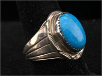 Sterling ring with Turquoise Signed LH sz 11