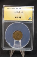 1931-S AU58 Certified Lincoln Wheat Cent