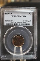 1990-D MS67RD Lincoln Cent Certified
