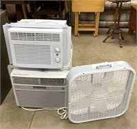 2 air, conditioners and fan