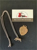State of Iowa Medallion, bull necklace