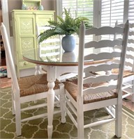 painted  table w 4 stout ladderback dining chairs