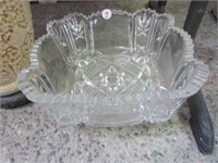 Cut lead crystal square footed serving bowl
