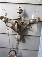 Mid-20th C brass electric 3 light wall sconce in