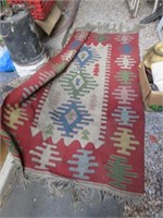 Vintage loom woven kilim carpet