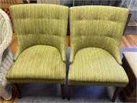 Pair of Vintage Green Upholstered Curve Chairs