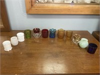 12 Vintage Colored Glass Toothpick Holders