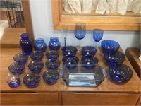 23 Pieces of Assorted Cobalt Blue Glass
