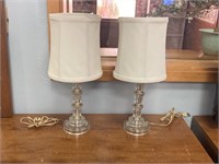 Pair of Vintage Glass Boudoir Lamps
