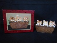 Lang "Curious Cats" Kitten Basket Figurine NIB