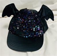 BLACK BAT HAT WITH SEQUINS…tags still on, never w.