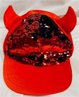 RED DEVIL HAT WITH SEQUINS…still has tag never wo.