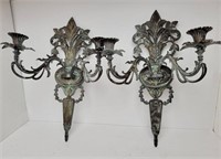 HEAVY IRON WALL SCONCE CANDELABRAS