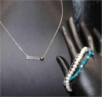 Sterling Silver Necklace & Bracelet 20.3g