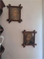 George and Martha Washington portrait pair