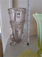 Dolphin-Footed pressed glass celery/vase magnesium