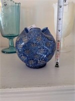 Blue glass rose bowl