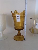 Amber glass pedestal celery/vase
